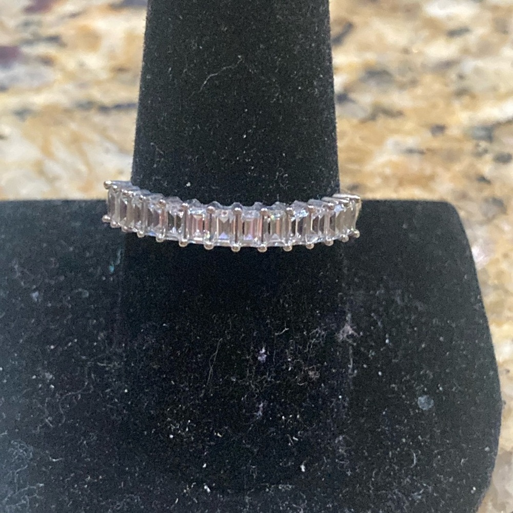 Silver Baguette Cubic Zirconia Eternity Band - Women Jewelry